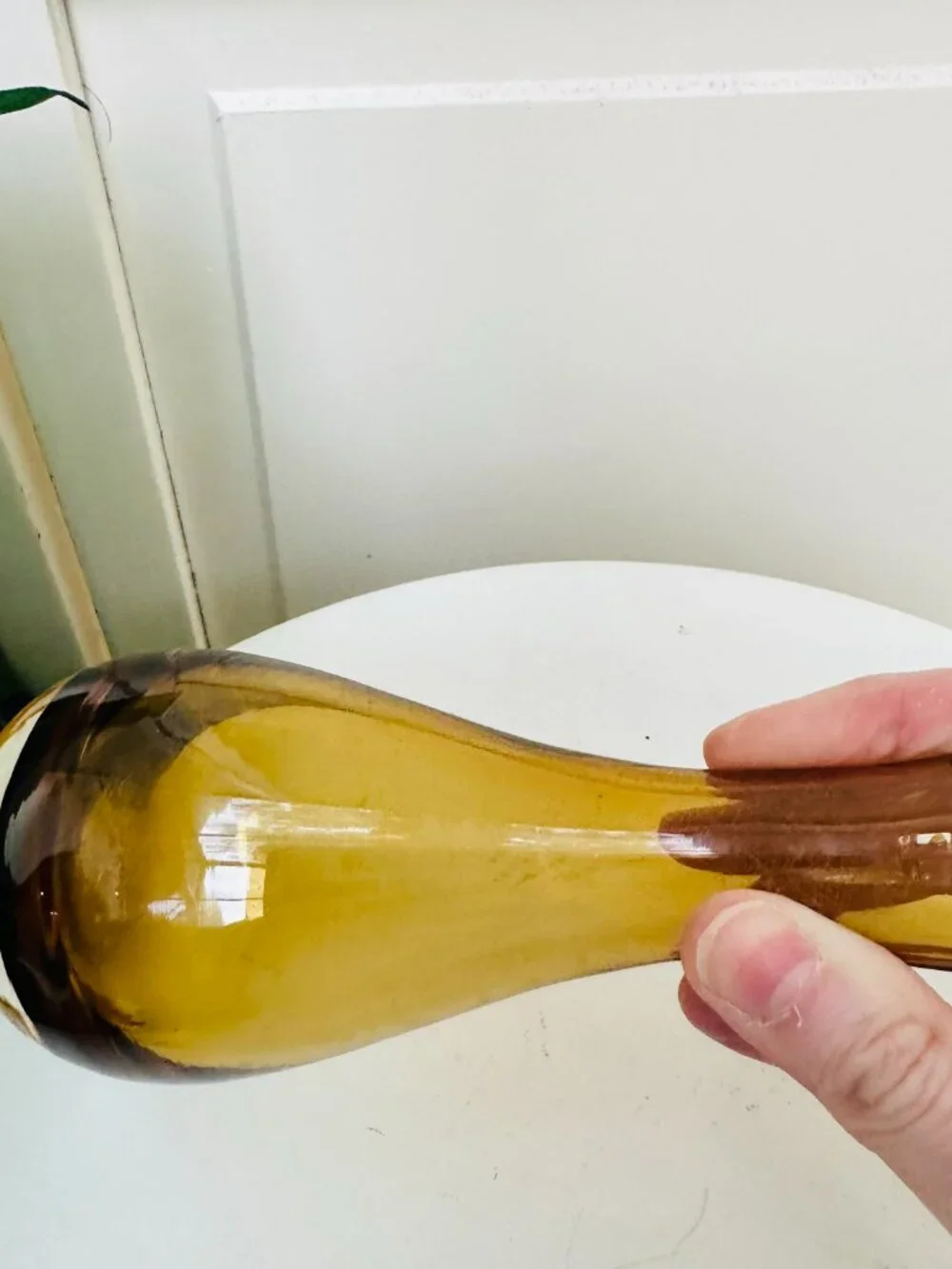Pier 1 Amber Glass Bud Vase Early 2000s Hand Blown Style Decorative Vase